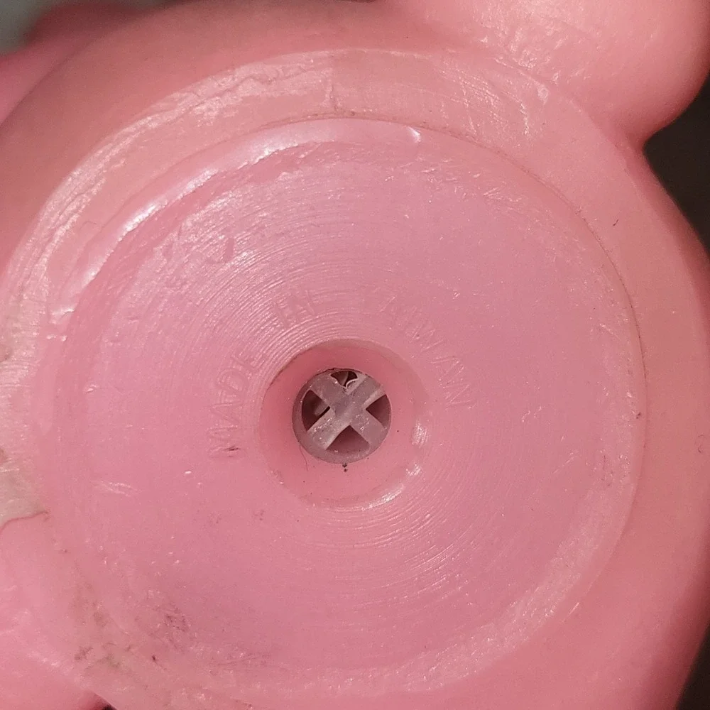 Vintage Pink Bear Squeeze Toy Squeaks Hong Kong Rubber Vinyl Figure Big Eyes 4in